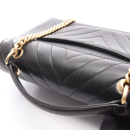 トップハンドル Vステッチ チェーンショルダーバッグ ラムスキン ブラック ゴールド金具 2WAY シャネル バッグ CHANEL