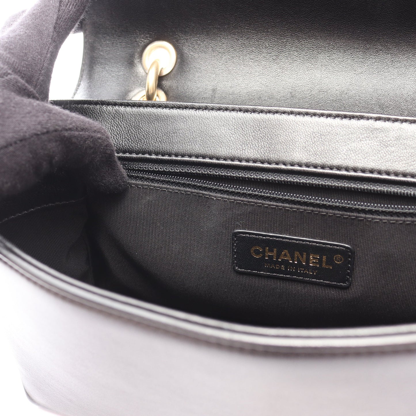 トップハンドル Vステッチ チェーンショルダーバッグ ラムスキン ブラック ゴールド金具 2WAY シャネル バッグ CHANEL