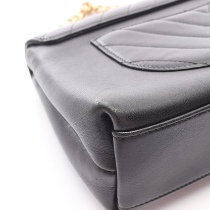 トップハンドル Vステッチ チェーンショルダーバッグ ラムスキン ブラック ゴールド金具 2WAY シャネル バッグ CHANEL