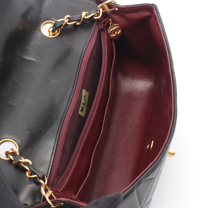 マトラッセ ダイアナフラップ チェーンショルダーバッグ ラムスキン ブラック ゴールド金具 シャネル バッグ CHANEL