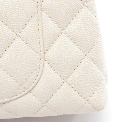 ココハンドル フラップ マトラッセ ハンドバッグ キャビアスキン オフホワイト ゴールド金具 シャネル バッグ CHANEL