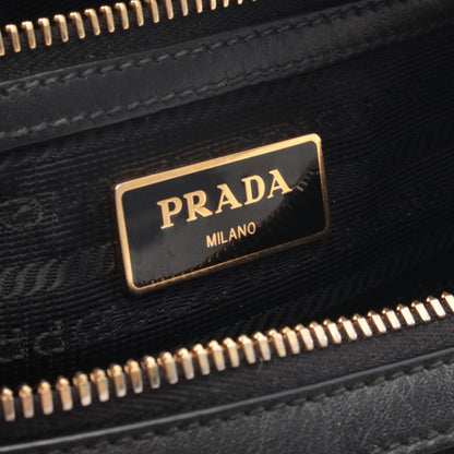 ロゴジャガード ショルダーバッグ キャンバス レザー ブラック プラダ バッグ PRADA