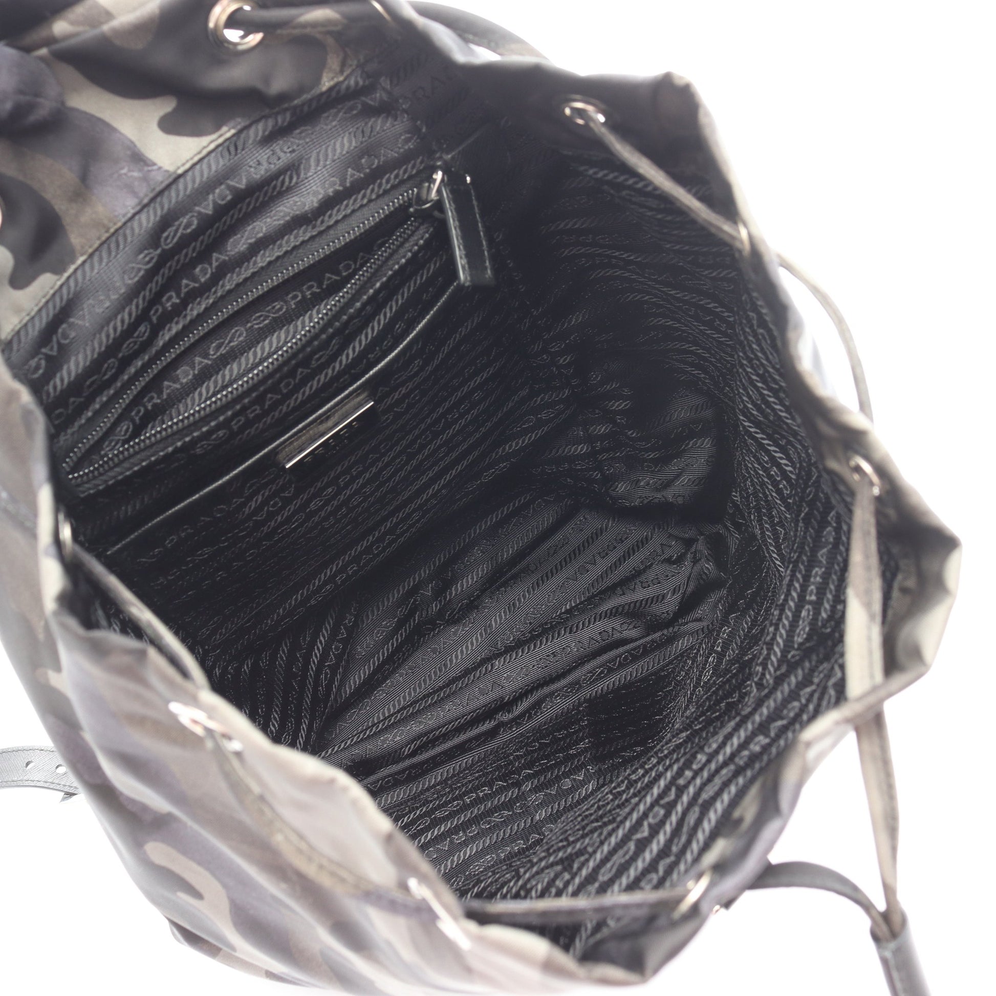 TESSUTO CAMOUFL バックパック リュックサック ナイロン サフィアーノレザー グレーグリーン マルチカラー プラダ バッグ PRADA