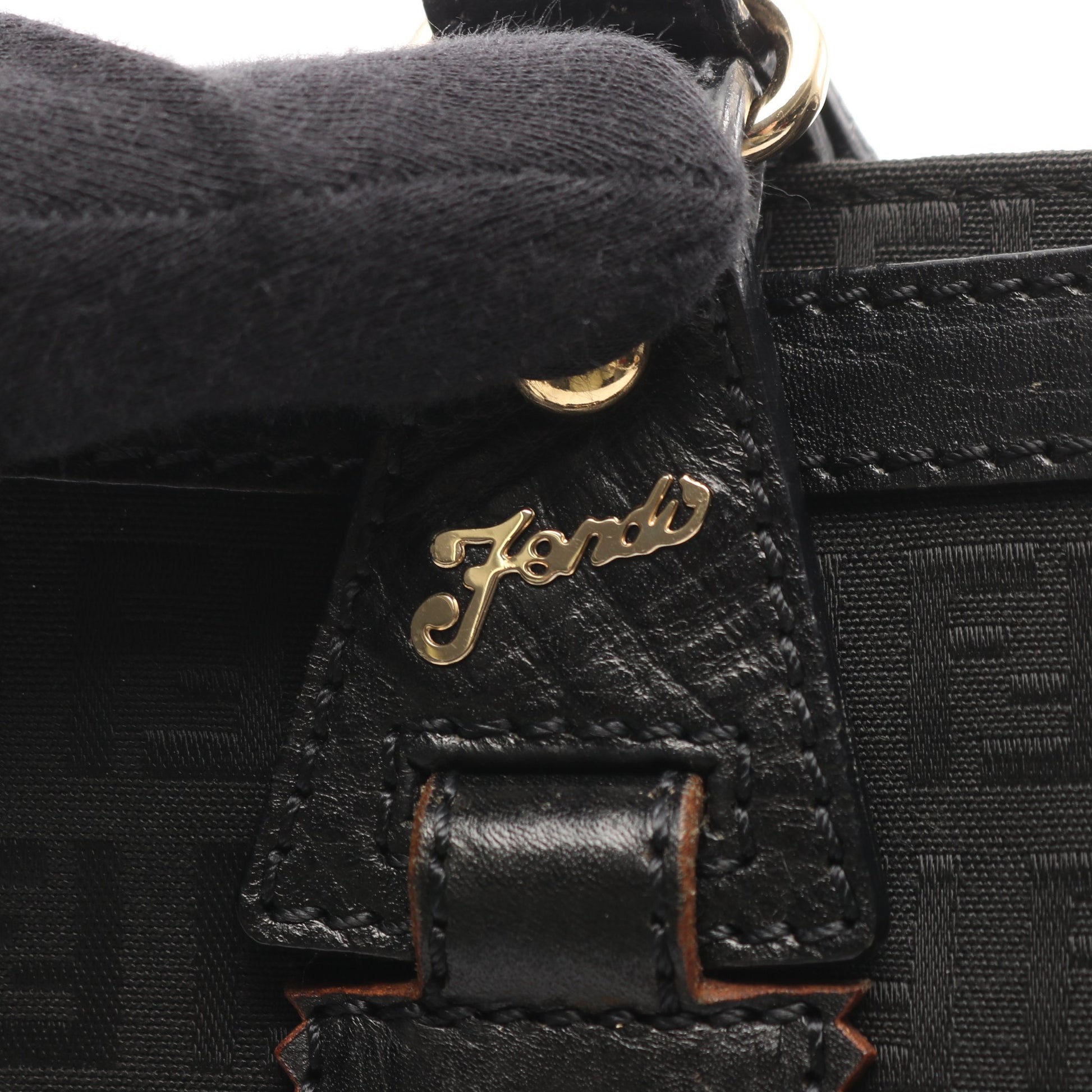 ズッキーノ ハンドバッグ トートバッグ キャンバス レザー ブラック フェンディ バッグ FENDI
