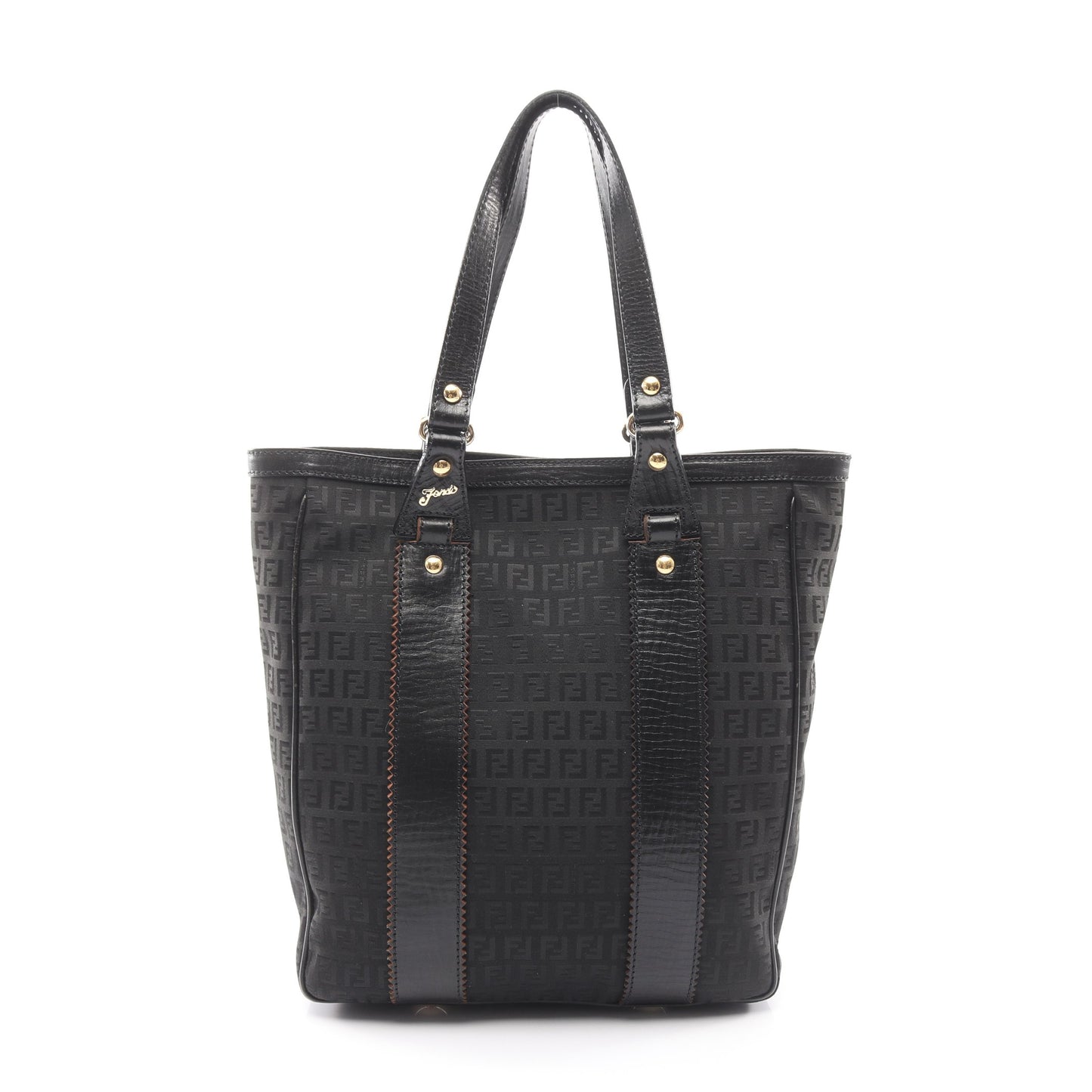 ズッキーノ ハンドバッグ トートバッグ キャンバス レザー ブラック フェンディ バッグ FENDI