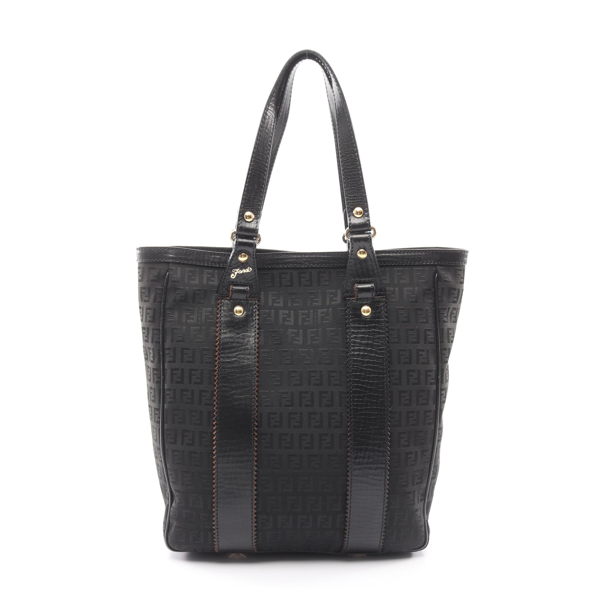 ズッキーノ ハンドバッグ トートバッグ キャンバス レザー ブラック フェンディ バッグ FENDI