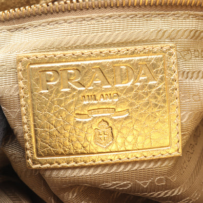 LOGO JACQUARD ロゴジャガード ハンドバッグ キャンバス レザー ベージュ ゴールド 2WAY プラダ バッグ PRADA