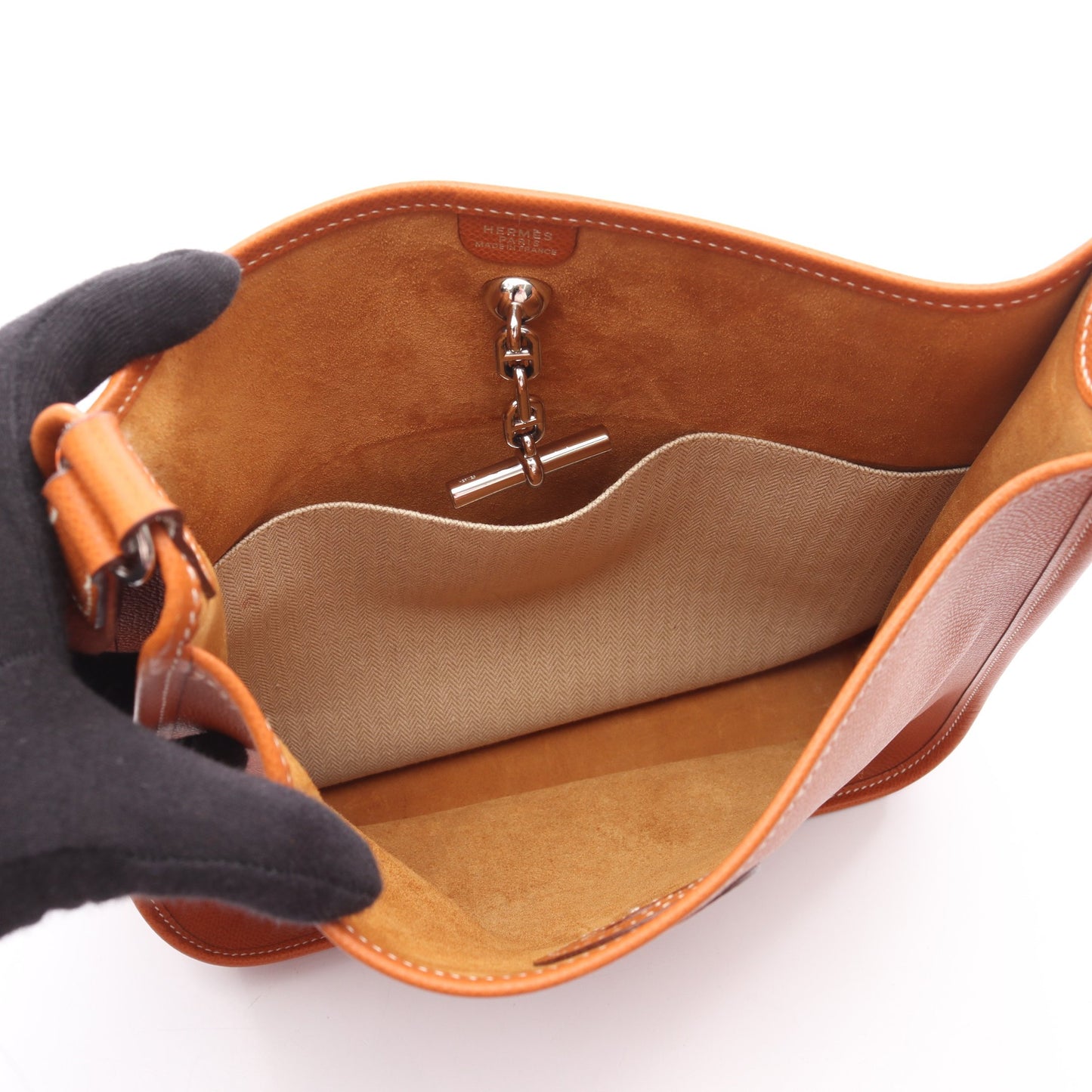 ヴェスパPM ゴールド ショルダーバッグ ヴォーエプソン ブラウン シルバー金具 □I刻印 エルメス バッグ HERMES