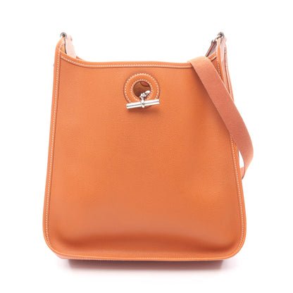 ヴェスパPM ゴールド ショルダーバッグ ヴォーエプソン ブラウン シルバー金具 □I刻印 エルメス バッグ HERMES