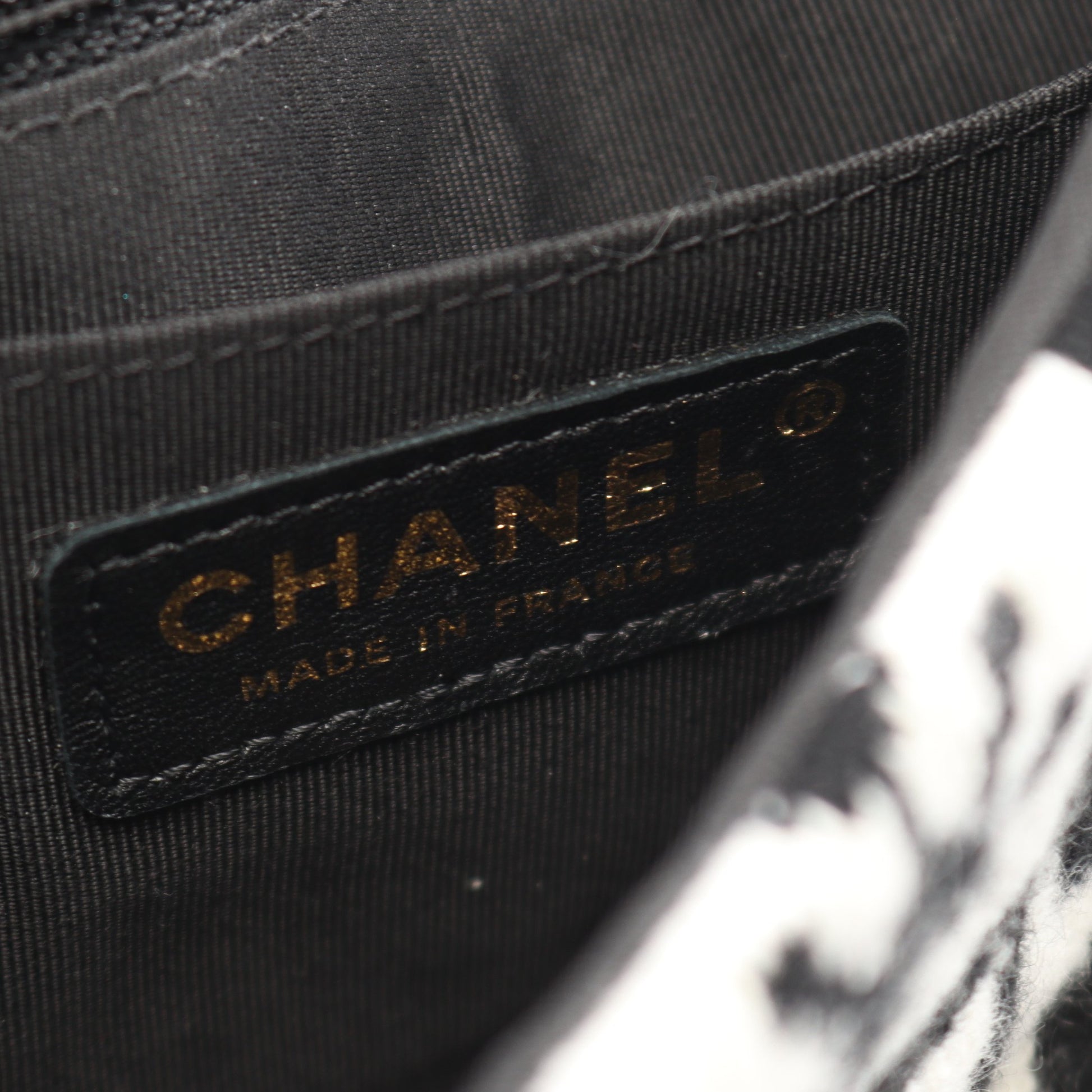 ココネージュ チェーンショルダーバッグ ウール ブラック ホワイト ゴールド金具 シャネル バッグ CHANEL