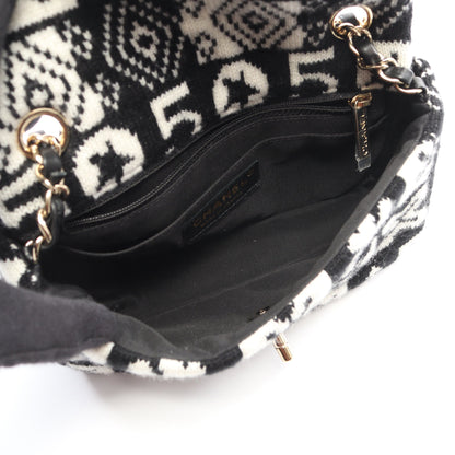 ココネージュ チェーンショルダーバッグ ウール ブラック ホワイト ゴールド金具 シャネル バッグ CHANEL