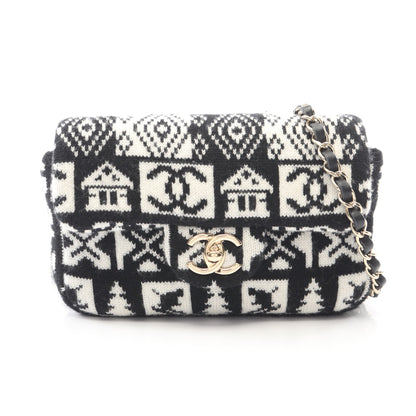 ココネージュ チェーンショルダーバッグ ウール ブラック ホワイト ゴールド金具 シャネル バッグ CHANEL