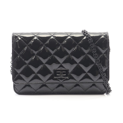 2.55 マトラッセ チェーンウォレット エナメルレザー ブラック ブラック金具 シャネル バッグ CHANEL