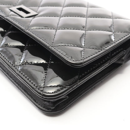 2.55 マトラッセ チェーンウォレット エナメルレザー ブラック ブラック金具 シャネル バッグ CHANEL
