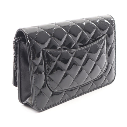 2.55 マトラッセ チェーンウォレット エナメルレザー ブラック ブラック金具 シャネル バッグ CHANEL