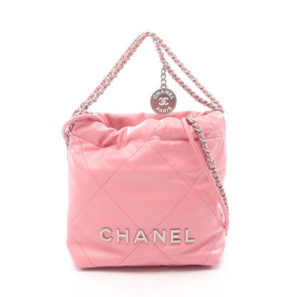CHANEL 22 ミニ チェーンショルダーバッグ レザー ピンク シルバー金具 シャネル バッグ CHANEL