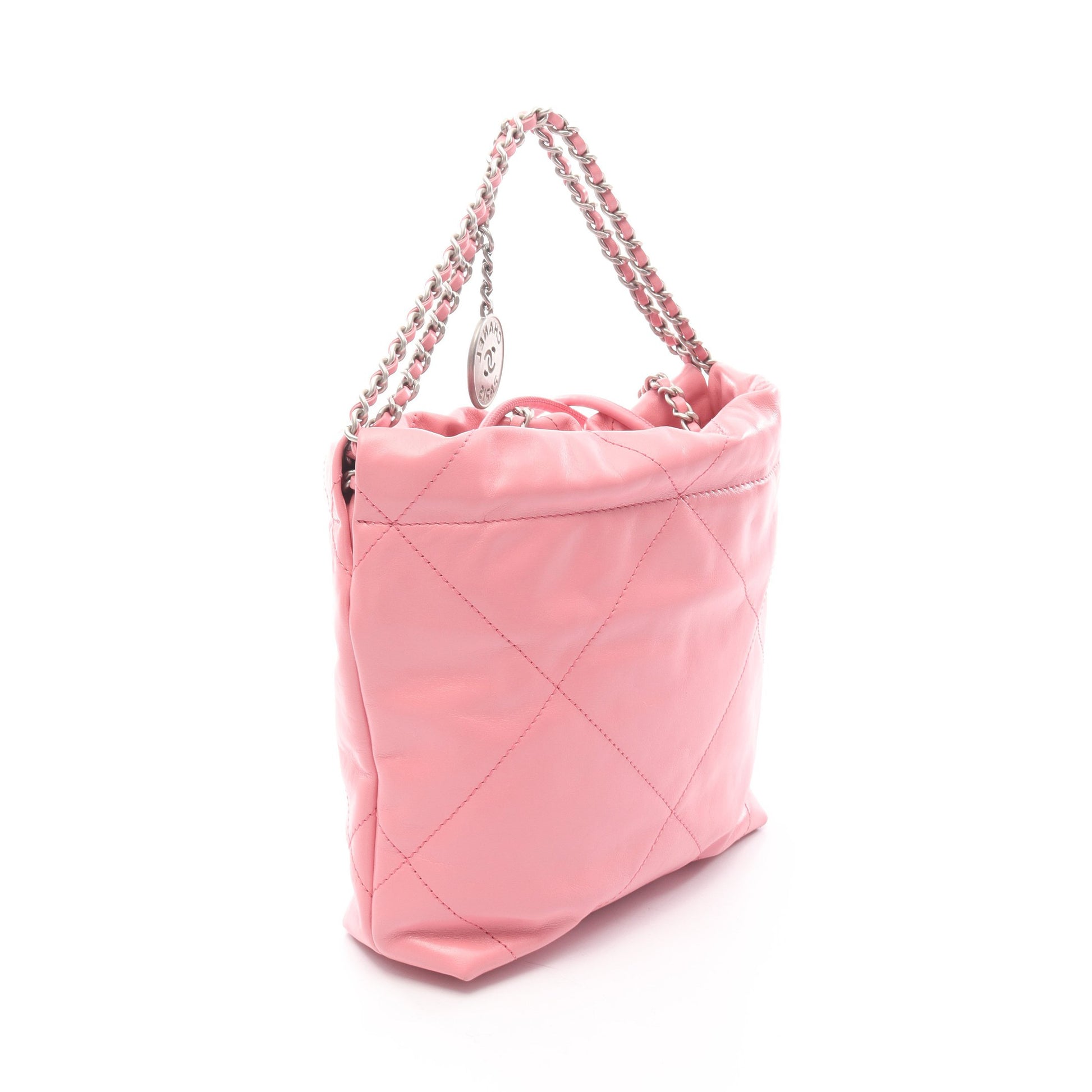 CHANEL 22 ミニ チェーンショルダーバッグ レザー ピンク シルバー金具 シャネル バッグ CHANEL