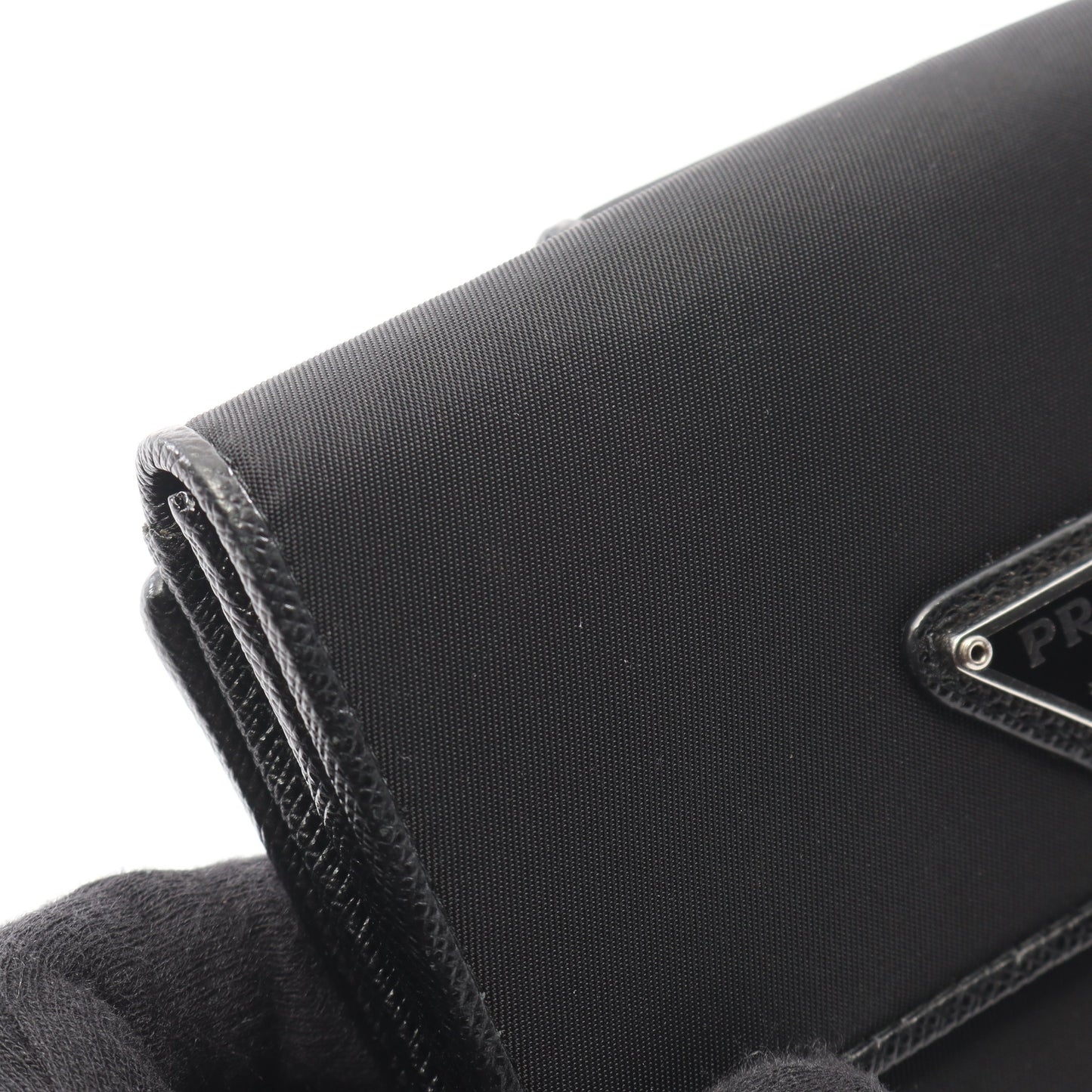 TESSUTO 二つ折り財布 Wホック財布 ナイロン サフィアーノレザー ブラック プラダ 財布・小物 PRADA