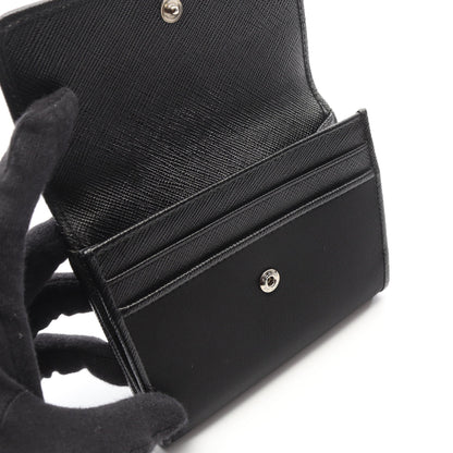 TESSUTO 二つ折り財布 Wホック財布 ナイロン サフィアーノレザー ブラック プラダ 財布・小物 PRADA