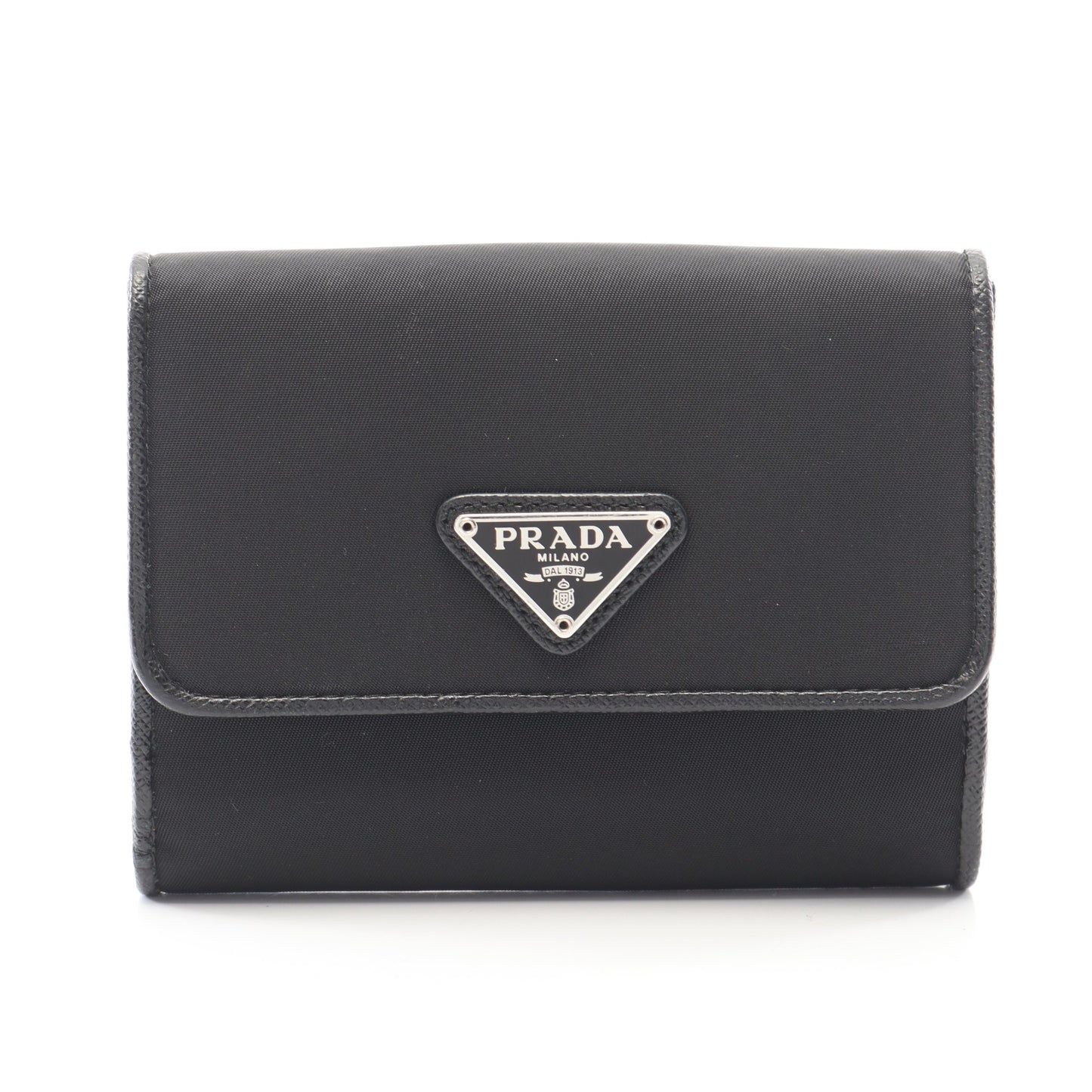 TESSUTO 二つ折り財布 Wホック財布 ナイロン サフィアーノレザー ブラック プラダ 財布・小物 PRADA