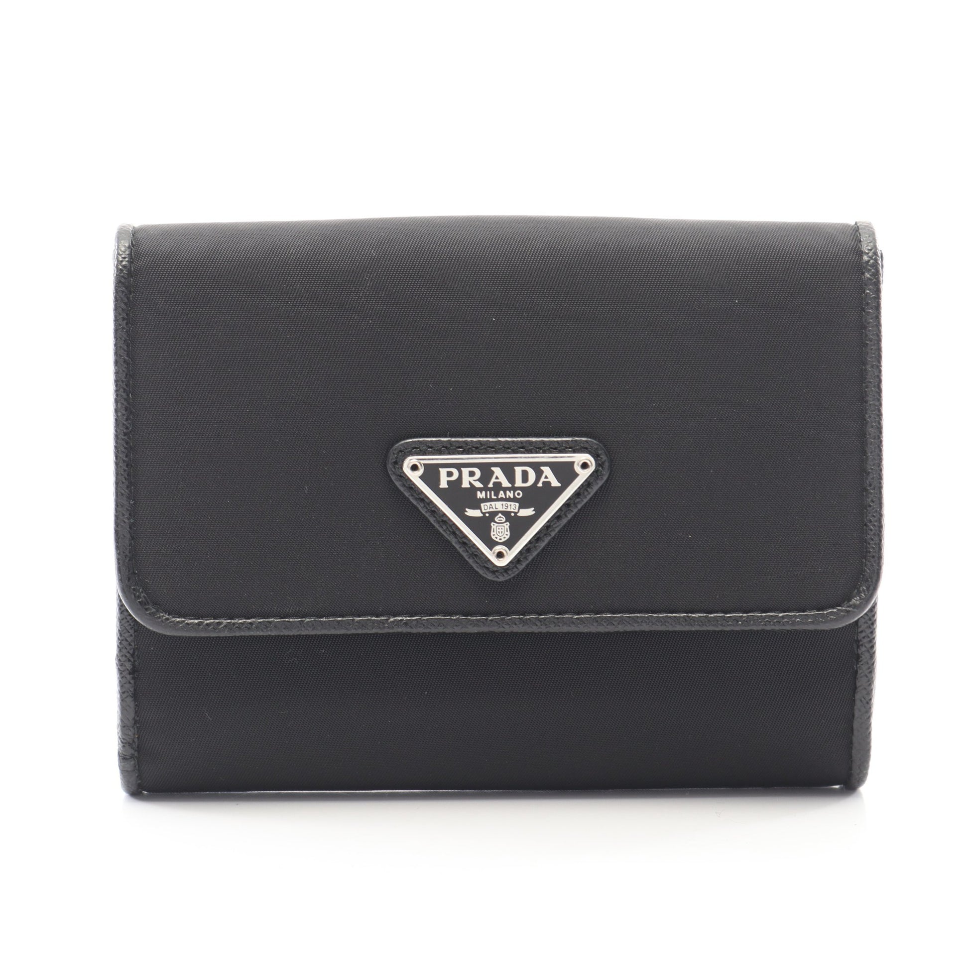 TESSUTO 二つ折り財布 Wホック財布 ナイロン サフィアーノレザー ブラック プラダ 財布・小物 PRADA