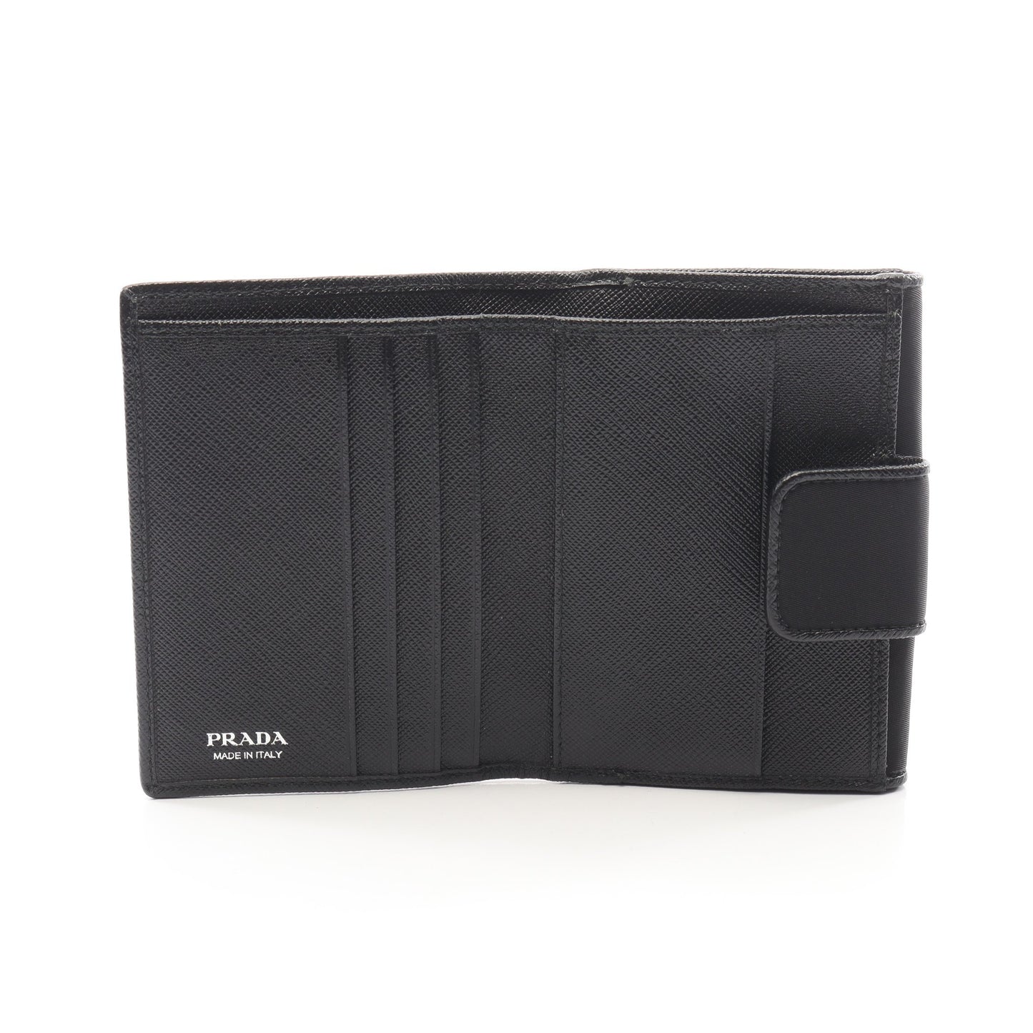 TESSUTO 二つ折り財布 Wホック財布 ナイロン サフィアーノレザー ブラック プラダ 財布・小物 PRADA