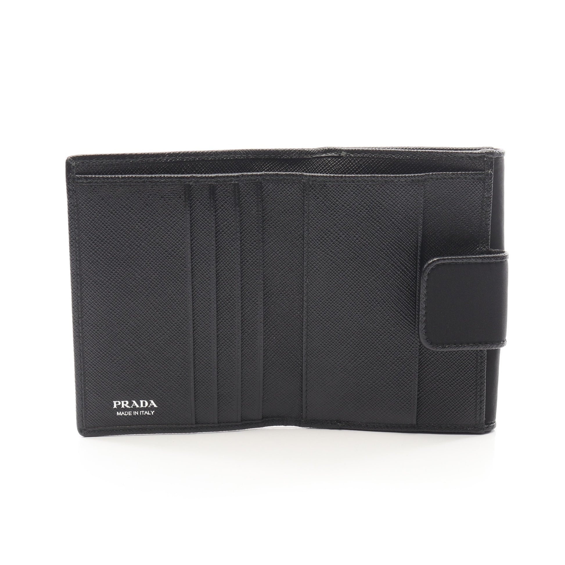 TESSUTO 二つ折り財布 Wホック財布 ナイロン サフィアーノレザー ブラック プラダ 財布・小物 PRADA