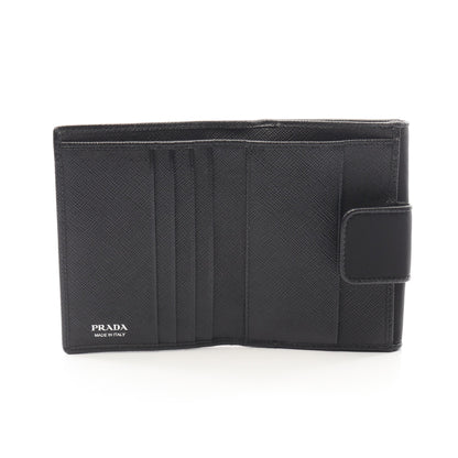 TESSUTO 二つ折り財布 Wホック財布 ナイロン サフィアーノレザー ブラック プラダ 財布・小物 PRADA