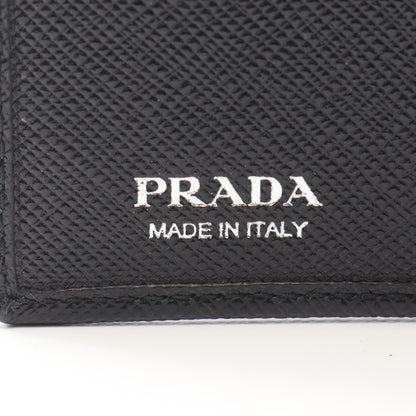 TESSUTO 二つ折り財布 Wホック財布 ナイロン サフィアーノレザー ブラック プラダ 財布・小物 PRADA