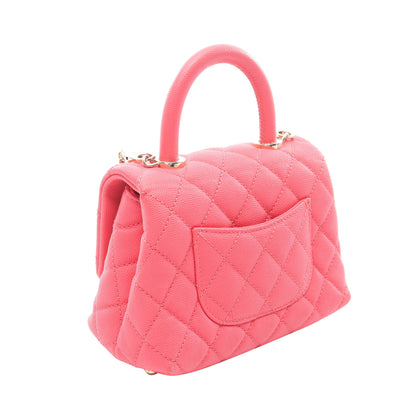 ココハンドルXXS トップハンドル ハンドバッグ キャビアスキン ピンク ゴールド金具 2WAY シャネル バッグ CHANEL