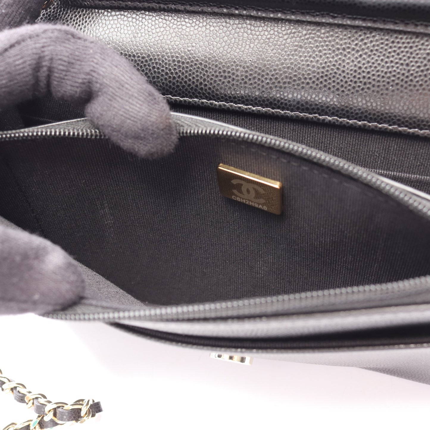 ココマーク チェーンウォレット キャビアスキン ブラック ゴールド金具 シャネル バッグ CHANEL