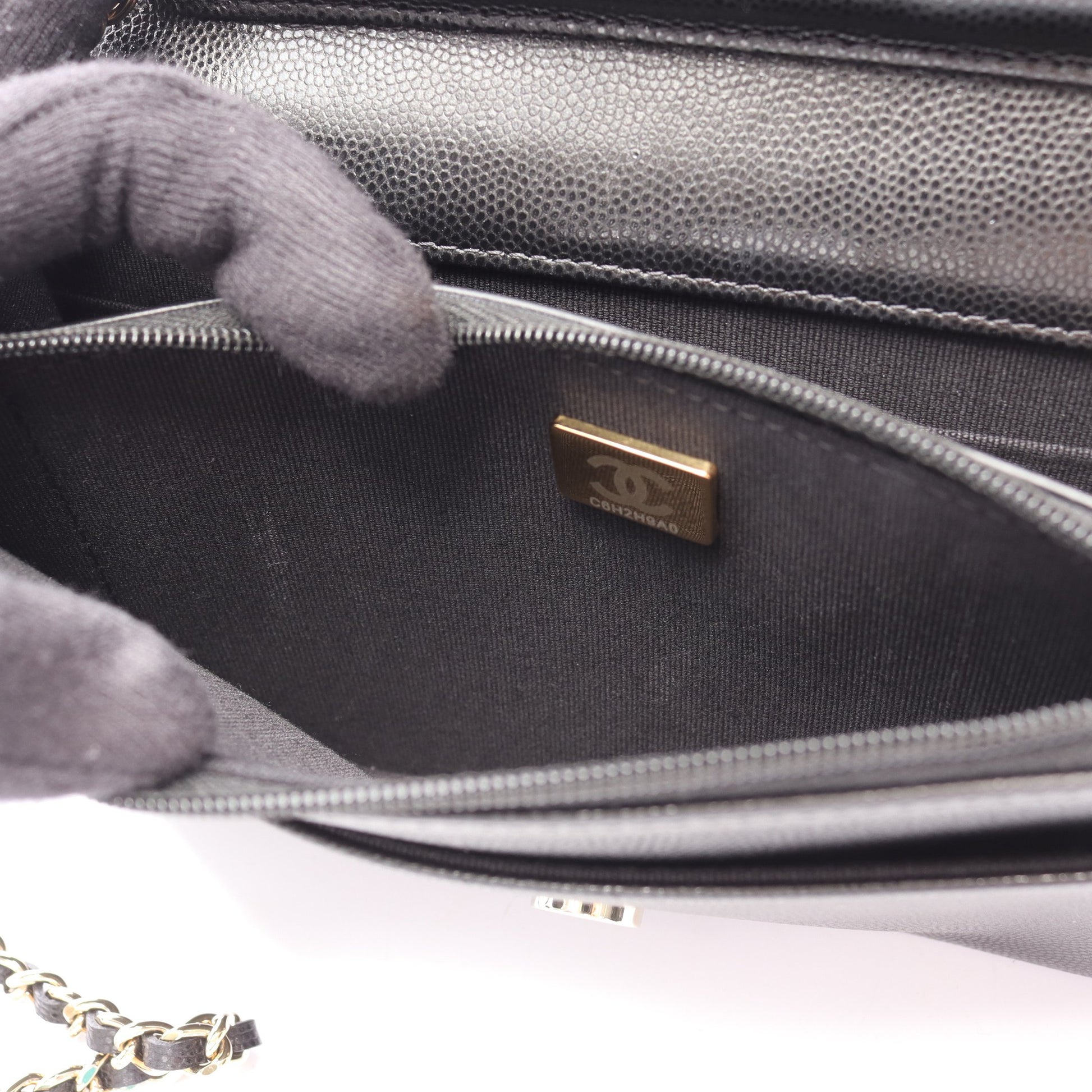 ココマーク チェーンウォレット キャビアスキン ブラック ゴールド金具 シャネル バッグ CHANEL