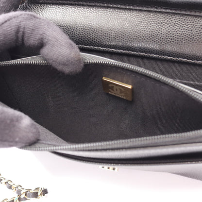 ココマーク チェーンウォレット キャビアスキン ブラック ゴールド金具 シャネル バッグ CHANEL