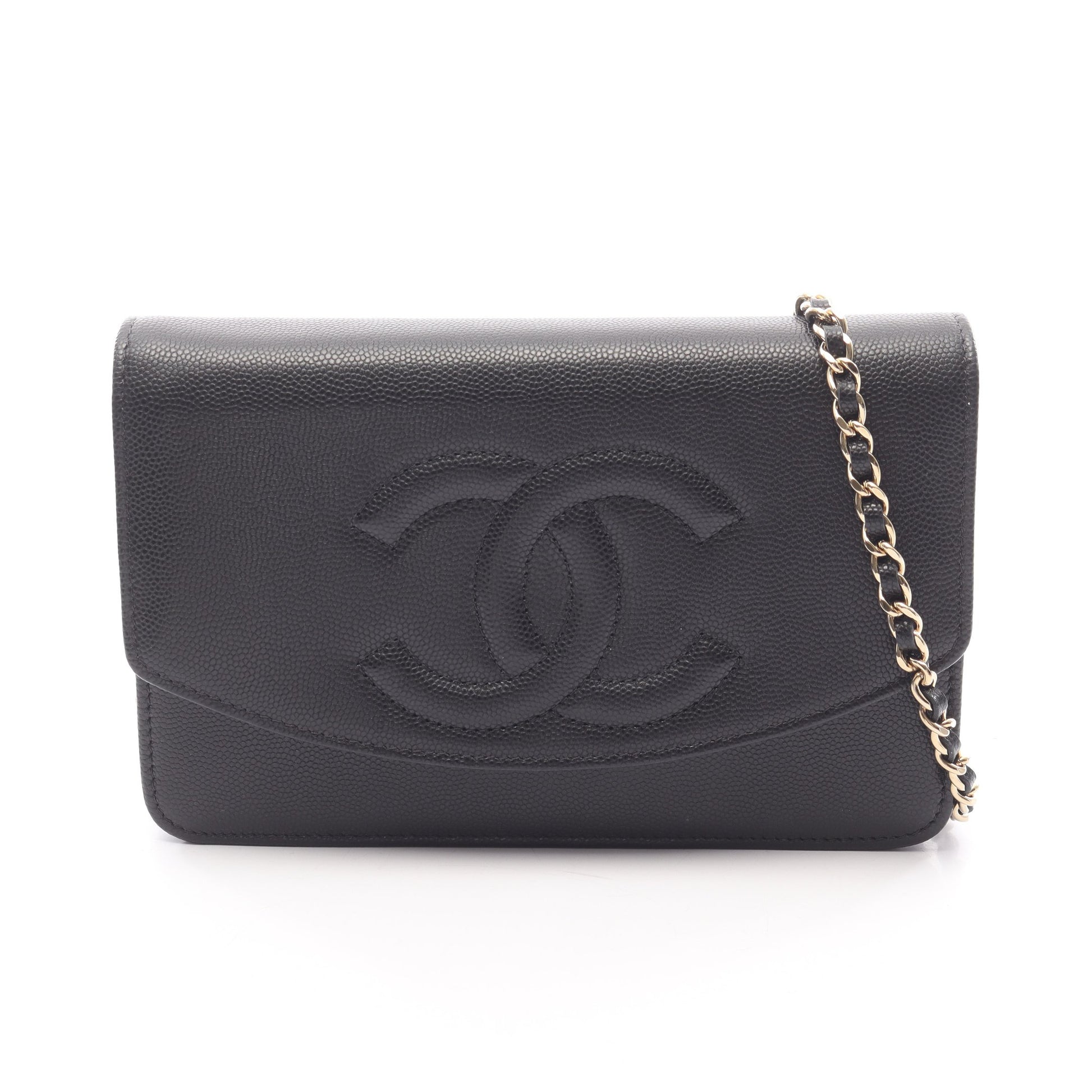 ココマーク チェーンウォレット キャビアスキン ブラック ゴールド金具 シャネル バッグ CHANEL