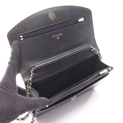 ココマーク チェーンウォレット キャビアスキン ブラック ゴールド金具 シャネル バッグ CHANEL