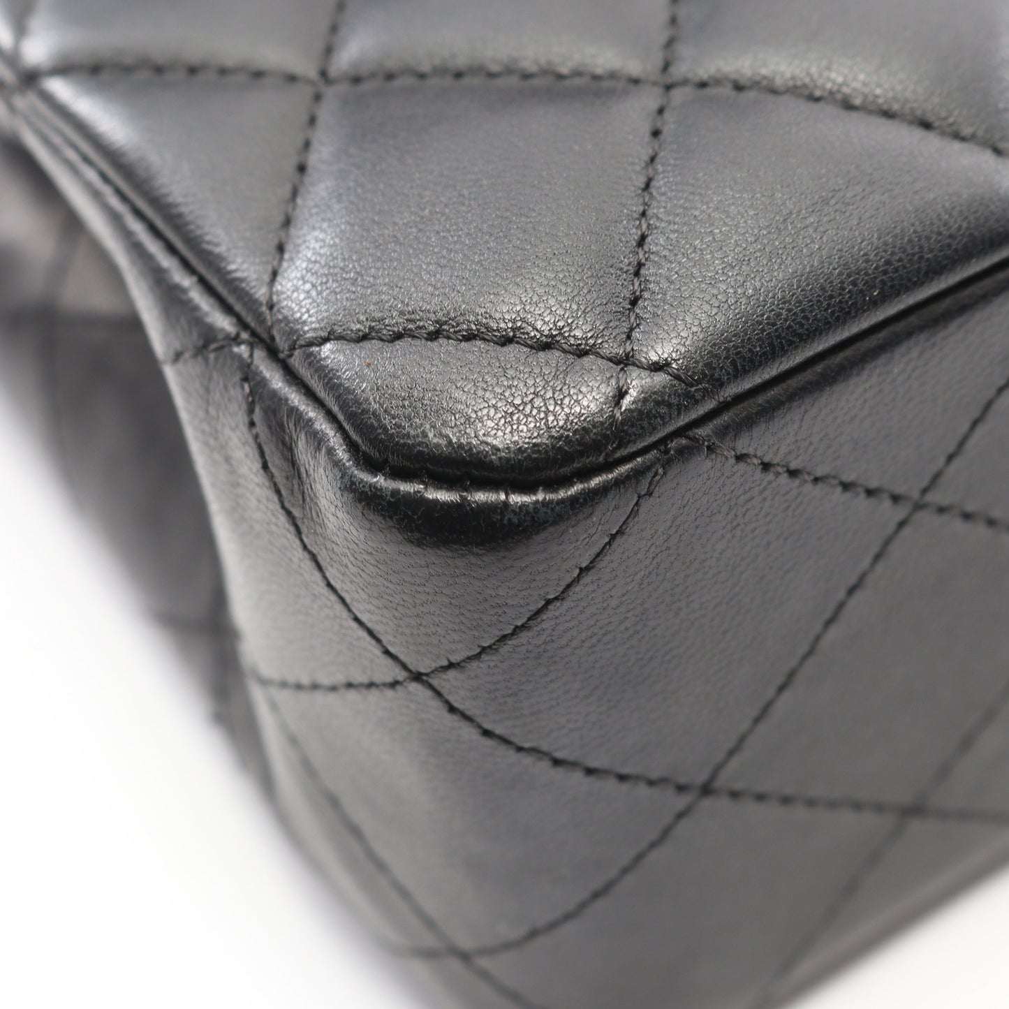 マトラッセ Wフラップ Wチェーンショルダーバッグ ラムスキン ブラック シルバー金具 シャネル バッグ CHANEL