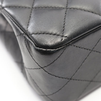 マトラッセ Wフラップ Wチェーンショルダーバッグ ラムスキン ブラック シルバー金具 シャネル バッグ CHANEL