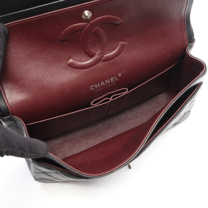 マトラッセ Wフラップ Wチェーンショルダーバッグ ラムスキン ブラック シルバー金具 シャネル バッグ CHANEL
