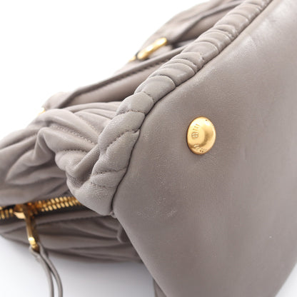 マテラッセ ハンドバッグ レザー グレーベージュ 2WAY ミュウミュウ