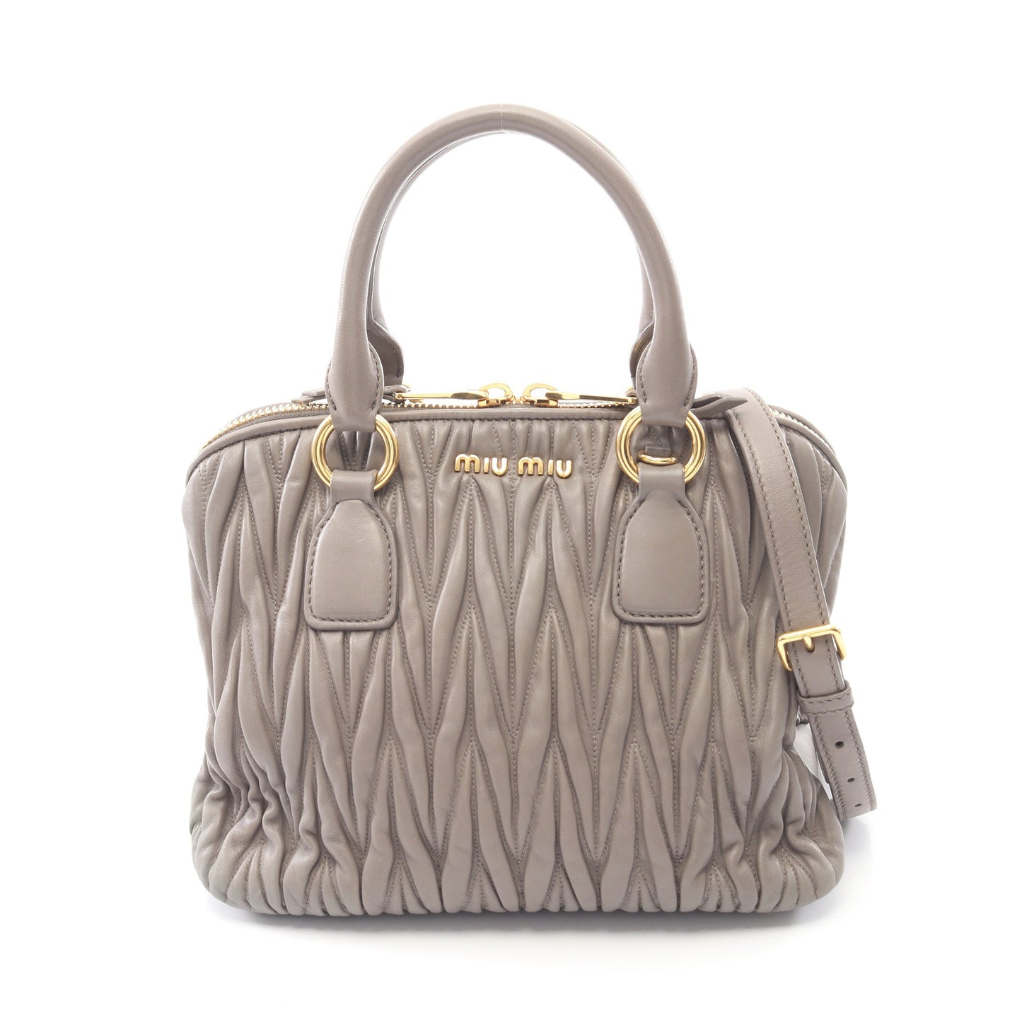 マテラッセ ハンドバッグ レザー グレーベージュ 2WAY ミュウミュウ