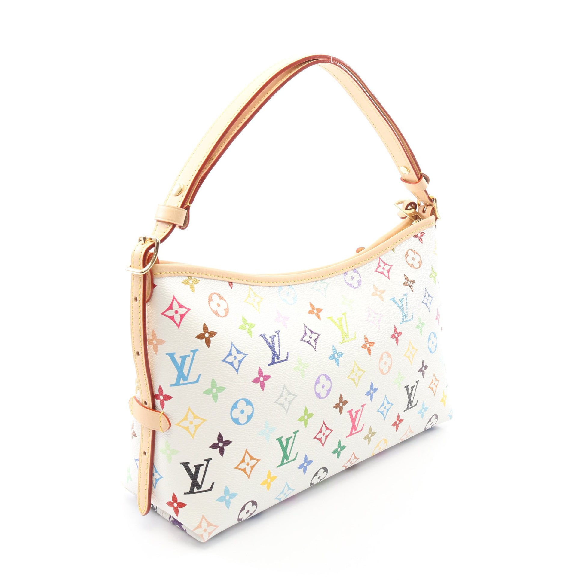 LV × TM キャリーオール EW モノグラムマルチカラー ショルダーバッグ PVC レザー ホワイト 村上隆 ルイヴィトン バッグ LOUIS VUITTON