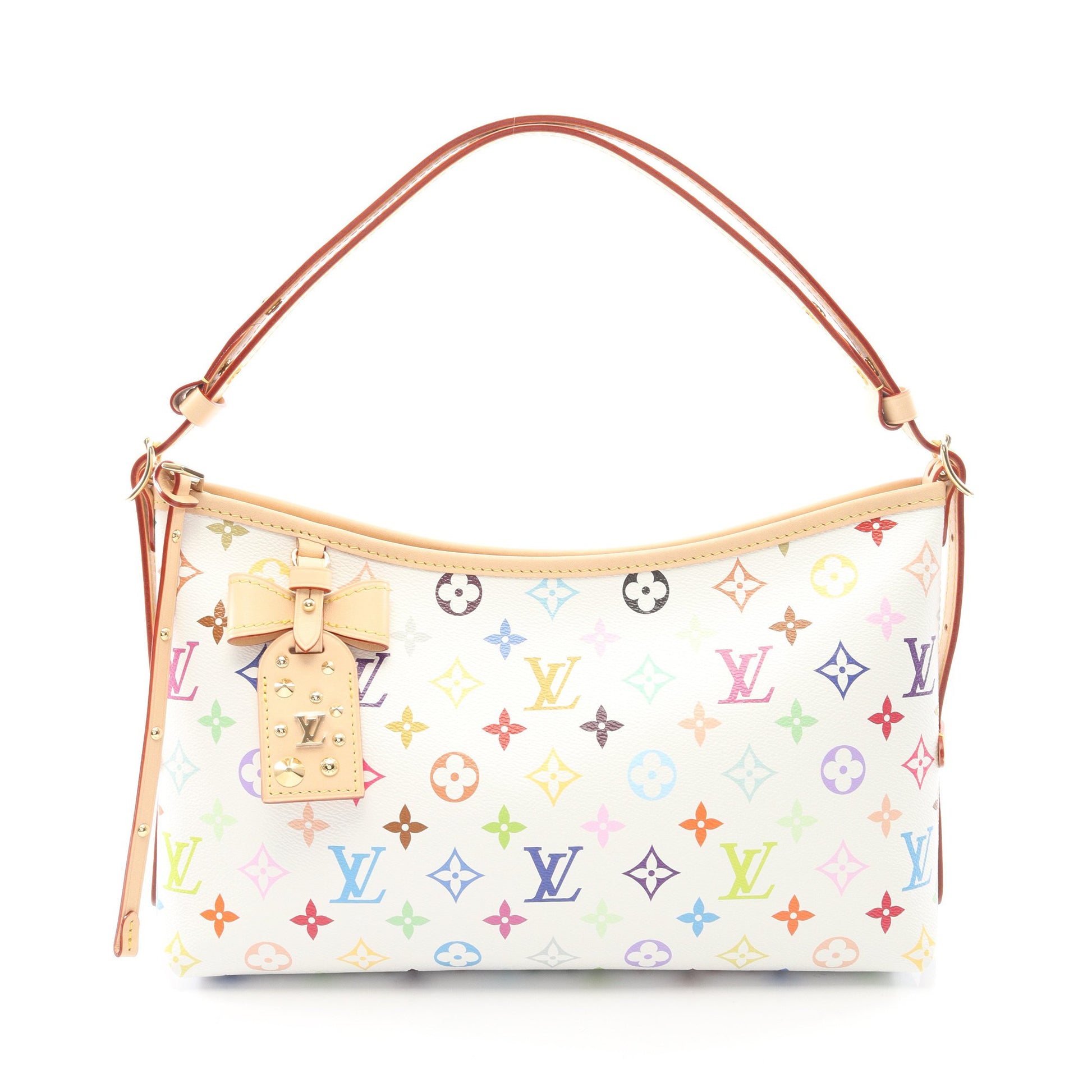 LV × TM キャリーオール EW モノグラムマルチカラー ショルダーバッグ PVC レザー ホワイト 村上隆 ルイヴィトン バッグ LOUIS VUITTON