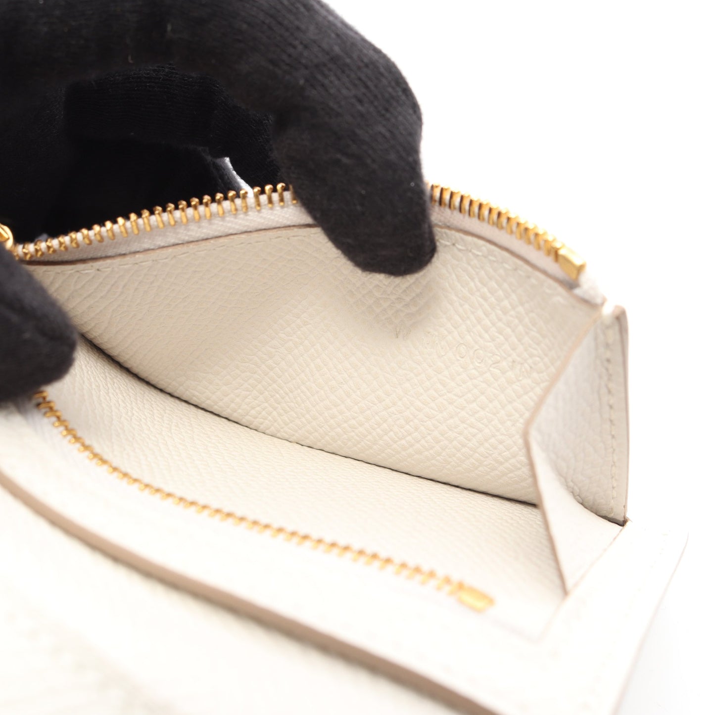 ベアンコンビネ クレ 三つ折り財布 ヴォーエプソン オフホワイト ゴールド金具 W刻印 エルメス 財布・小物 HERMES