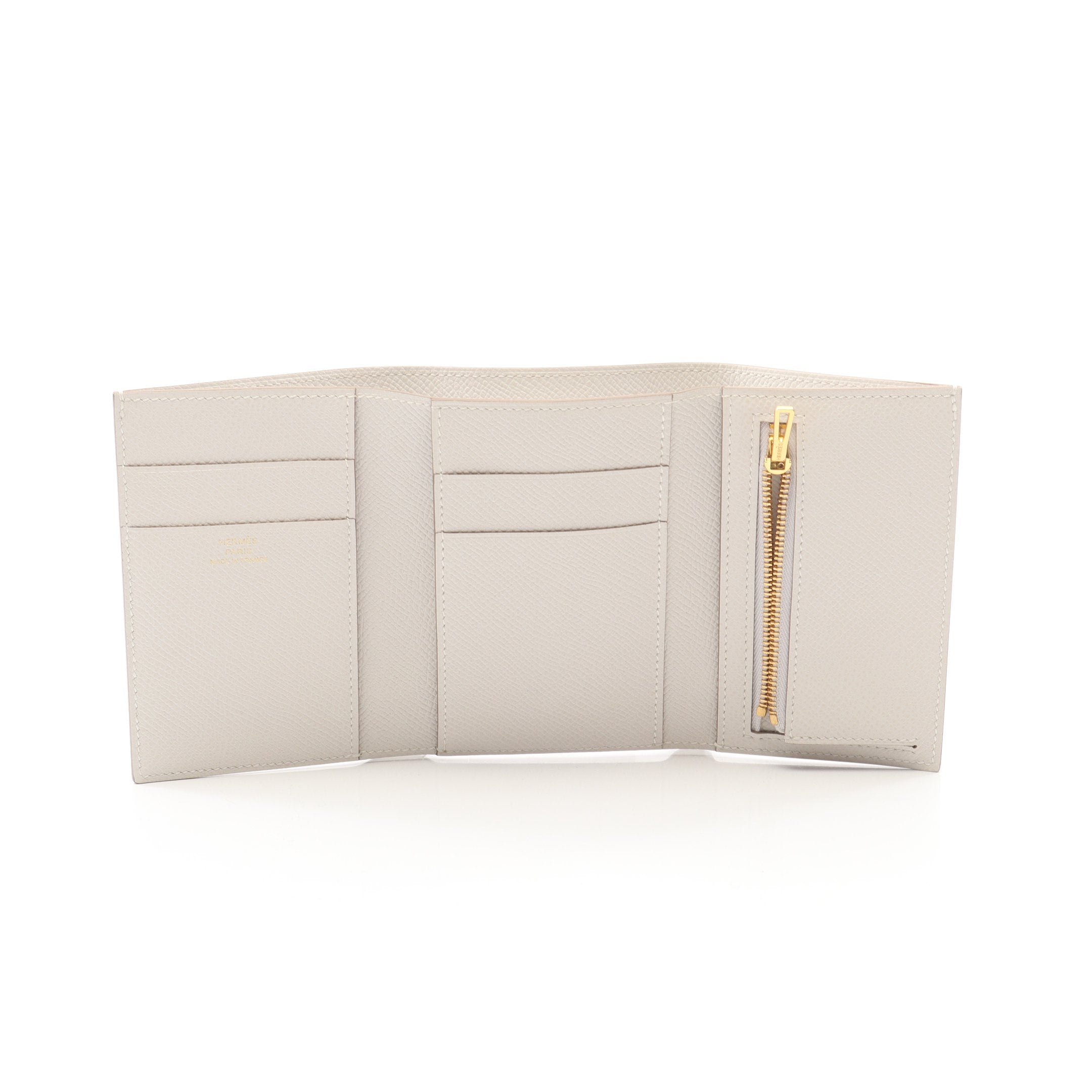 エルメス ベアンコンビネ　白/ゴールド金具　三つ折り財布 ベアンコンビネ クレ 三つ折り財布 ヴォーエプソン オフホワイト
