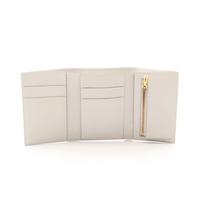 ベアンコンビネ クレ 三つ折り財布 ヴォーエプソン オフホワイト ゴールド金具 W刻印 エルメス 財布・小物 HERMES