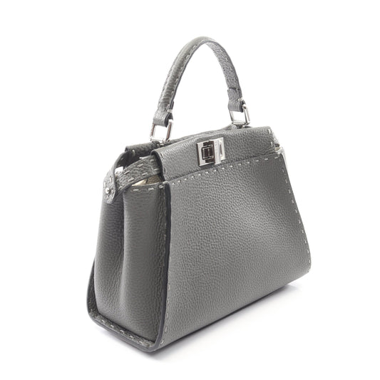 ミニピーカブー セレリア ハンドバッグ レザー グレー 2WAY フェンディ