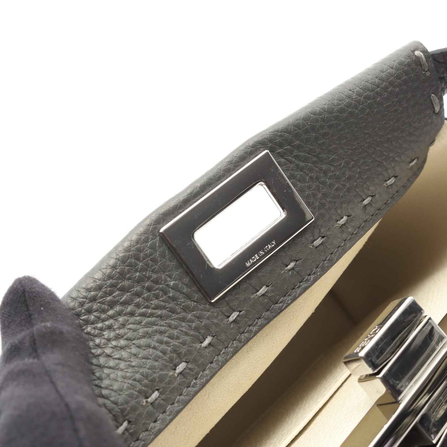 ミニピーカブー セレリア ハンドバッグ レザー グレー 2WAY フェンディ