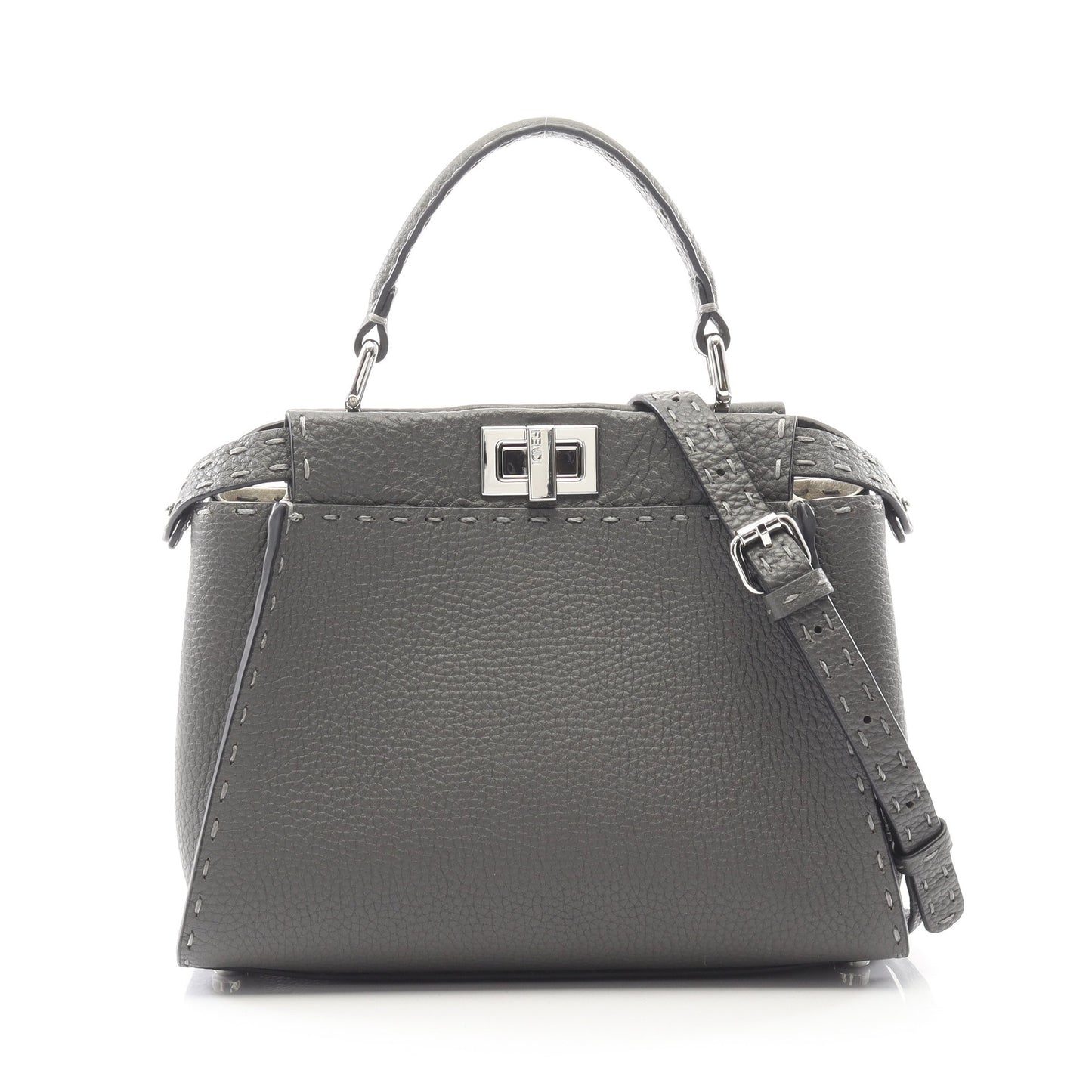 ミニピーカブー セレリア ハンドバッグ レザー グレー 2WAY フェンディ