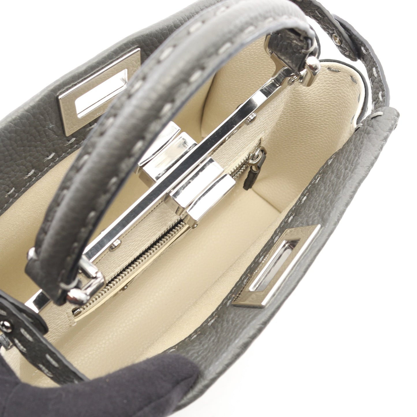 ミニピーカブー セレリア ハンドバッグ レザー グレー 2WAY フェンディ