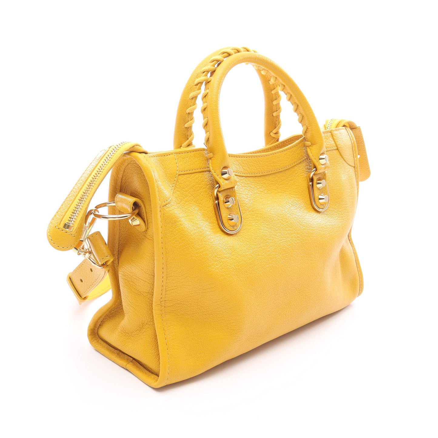 クラシック メタリック エッジ シティ S ハンドバッグ レザー イエロー 2WAY バレンシアガ